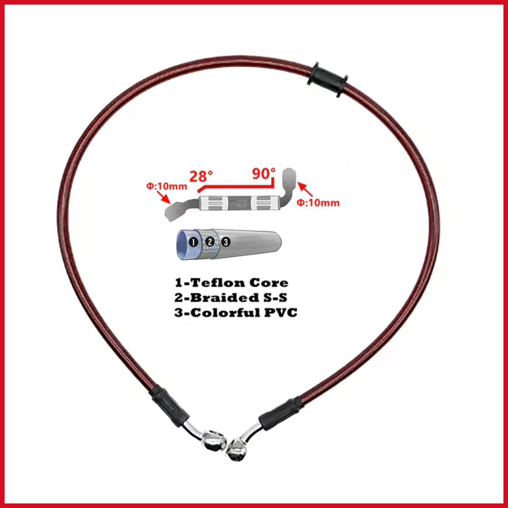 Motorcycle Brake Cable - 28-90 degrés 10mm Banjo 300mm à
